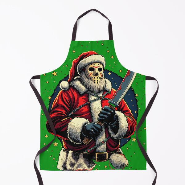 Item preview, 'You'd Better Watch Out!' Horror Christmas Hockey Mask Santa with a Machete designed and sold by FunnyFarmDesign.