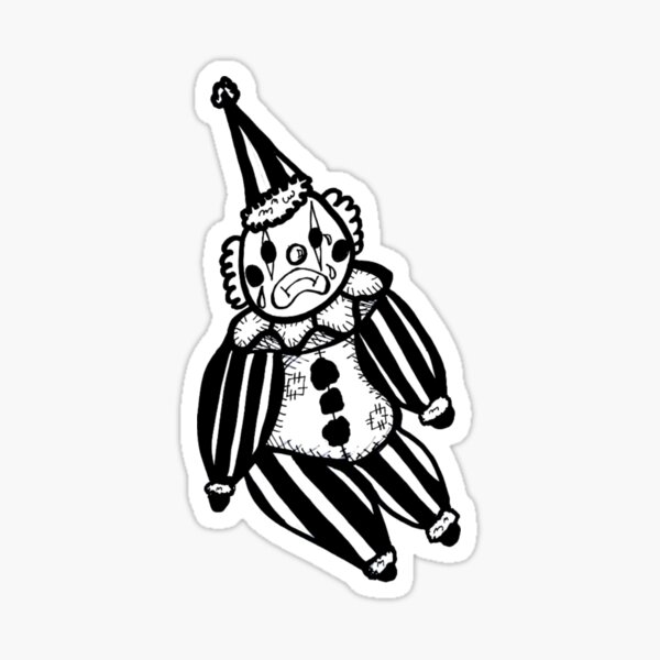 Item preview, Greyscale Carnival Stripes Sad Clown Plush Doll Tattoo Style designed and sold by KayTurtless.