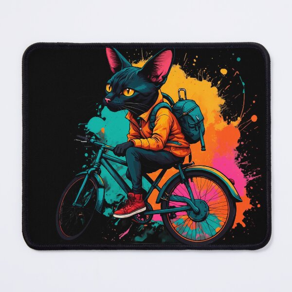 Item preview, Black Bombay cat on a bike designed and sold by Furrifico.