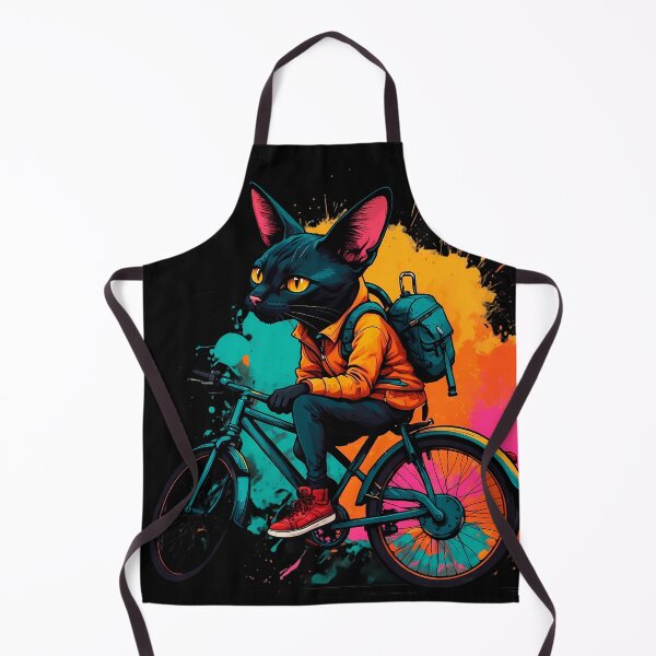Item preview, Black Bombay cat on a bike designed and sold by Furrifico.