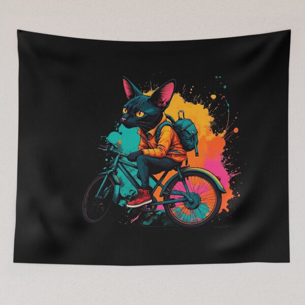 Item preview, Black Bombay cat on a bike designed and sold by Furrifico.