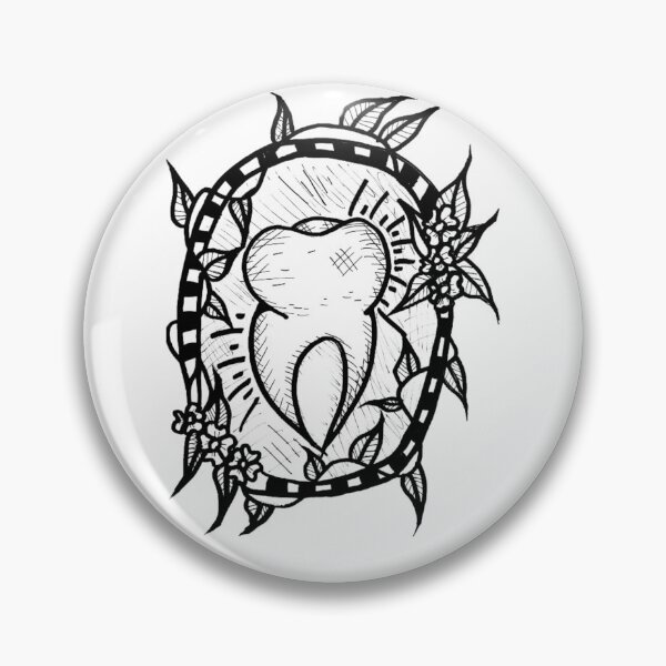 Item preview, Tooth Mirror Leaves And Flowers Border Tattoo Style designed and sold by KayTurtless.