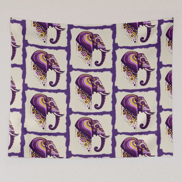 Item preview, Elephant Head in Purple and Yellow designed and sold by CarolM.