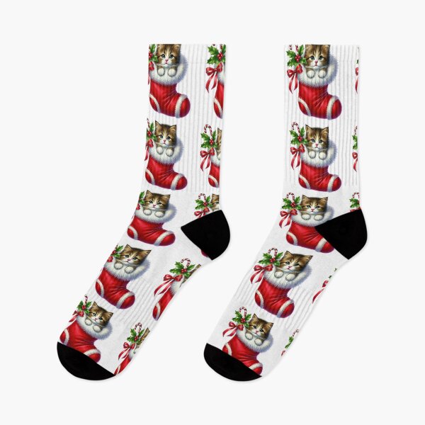 Item preview, Kitten Christmas Sock and Holly designed and sold by Astralia.