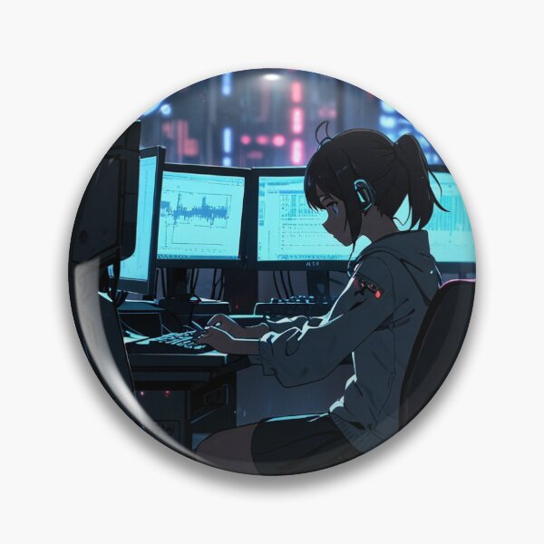Item preview, Female hacker in cyberpunk inspired setting designed and sold by Cyberchill.