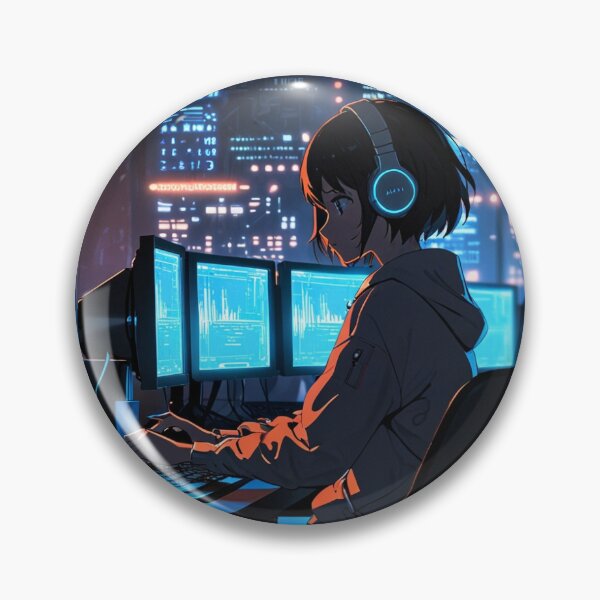 Item preview, Female hacker in cyberpunk inspired setting designed and sold by Cyberchill.