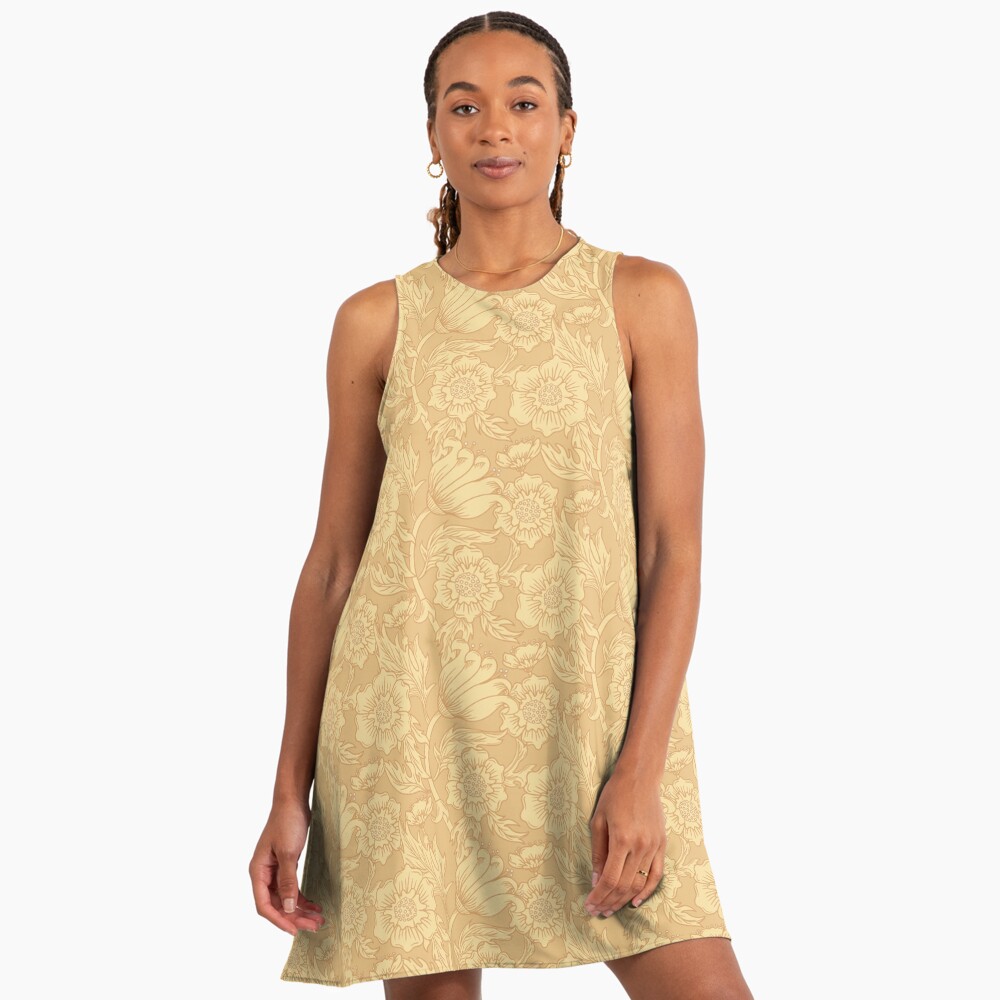 Butter Yellow Floral Flourish" A-Line Dress for Sale by latheandquill | Redbubble Butter Yellow Floral Flourish" A-Line Dress for Sale by latheandquill | Redbubble