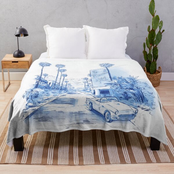 Item preview, Bevlery hill, holidays ,summer ,california ,palm tree ,plam springs ,resort ,scenery ,car ,blue and white ,nature ,hotel ,home ,art, drawings, Hollywood designed and sold by letsgow8th.