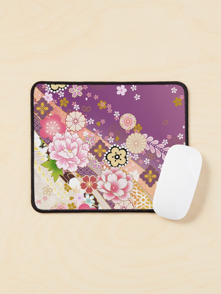 Aperçu 1 sur 5. Tapis de souris avec l'œuvre Harmonie Florale Japonaise créée et vendue par Sanagiatelier.