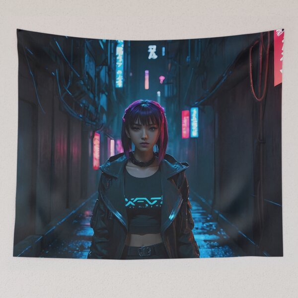 Item preview, Girl in a Dark Cyberpunk Street designed and sold by papi1998.