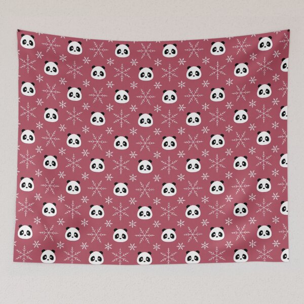 Item preview, Light Burgundy Red - Cute Pandas and Snowflakes designed and sold by Amanda Roos.