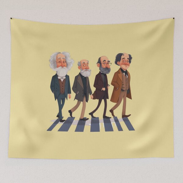 Item preview, 4 Professors crossing Abbey Road, autumn over art designed and sold by Jasava Shop.
