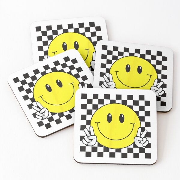 Item preview, Yellow Smile Face Cute Checkered Peace Smiling Happy Face  designed and sold by Bou-Jolyn.