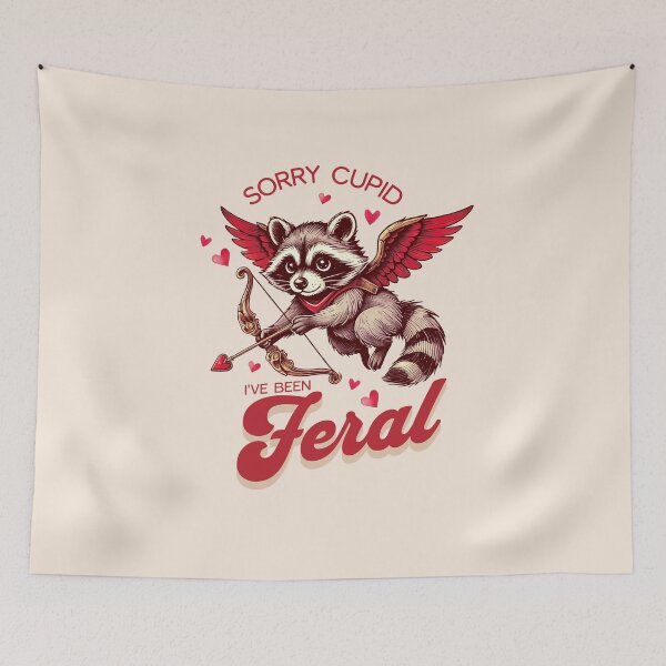 Item preview, Sorry Cupid, I've been feral, Valentine's Day raccoon design designed and sold by InspireGlow.