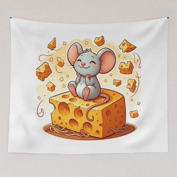 Item preview, A mouse sits on a piece of cheese designed and sold by DesignFreaks7.