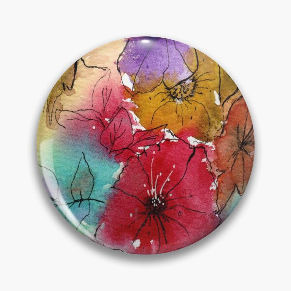 Item preview, Bright Watercolour Flower Doodle designed and sold by AnnetteGWhite.
