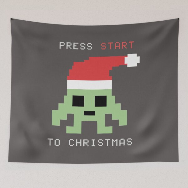 Item preview, Christmas Space Invader Pixel Art - Press Start Text designed and sold by charlypicazo.