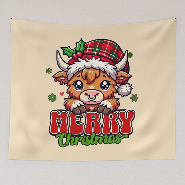 Item preview, Festive Highland Cow – Christmas Cheer designed and sold by Belarte.shop.