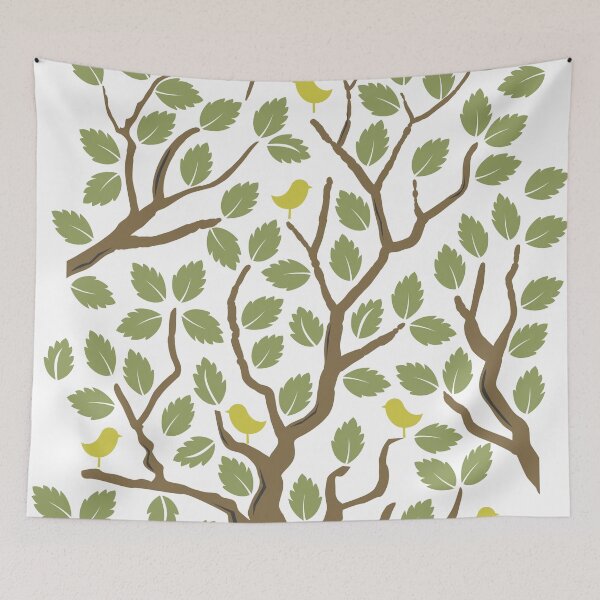 Item preview, Green leaves and birds form a fresh and natural texture of a treetop. designed and sold by davidartcorner.