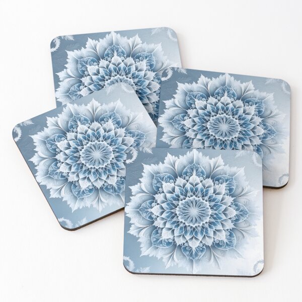 Item preview, Frosted Winter Mandala - Elegant Blue Snowflake Art by LaLi Designs designed and sold by LaLi-Designs.