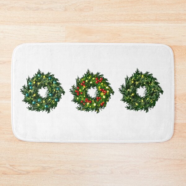 Item preview, Three Christmas door wreaths – festive illustration with balls and lights for decoration, gift ideas and Christmas magic designed and sold by Nadja Leutloff.