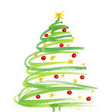 Artwork thumbnail, Christmas tree with deoration watercolor painting by KarenKaspar