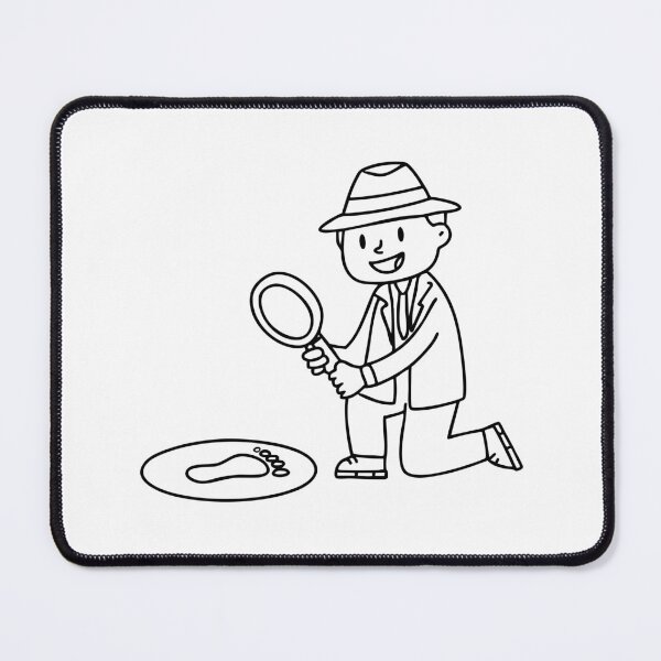Item preview, Detective examining a footprint on the floor with a magnifier designed and sold by rasagamastore.