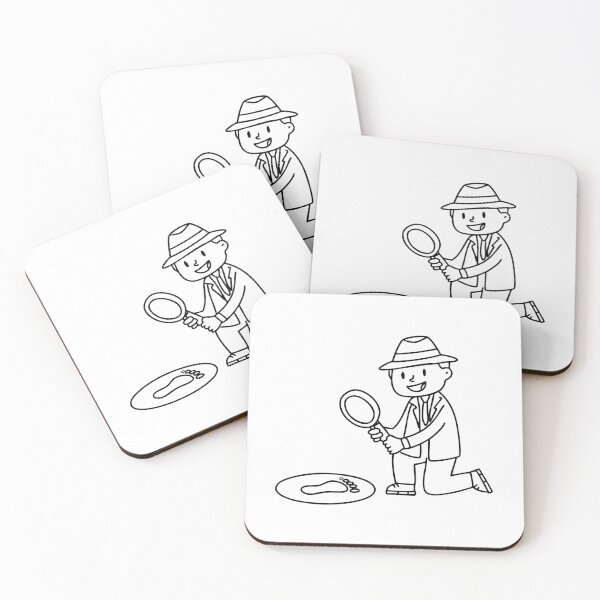 Item preview, Detective examining a footprint on the floor with a magnifier designed and sold by rasagamastore.