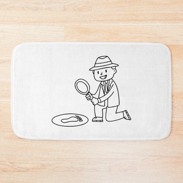 Item preview, Detective examining a footprint on the floor with a magnifier designed and sold by rasagamastore.