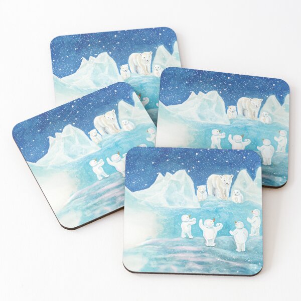 Item preview, White Polar Bears and Four Playful Snowmen Illustration designed and sold by Julia Doria.
