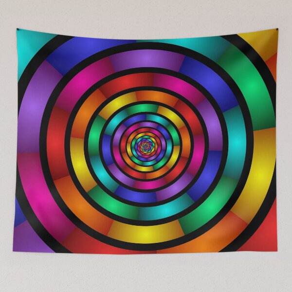 Item preview, Round and Psychedelic Colorful Modern Fractal Art designed and sold by gabiwArt.