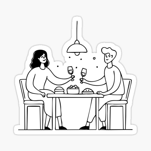 Item preview, Dining table with a couple enjoying a meal designed and sold by rasagamastore.