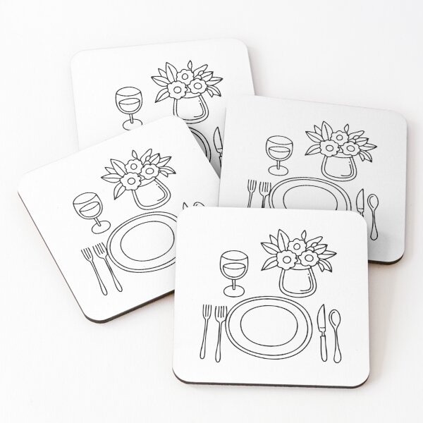 Item preview, Dining table with plates, cutlery set, glasses, and vase designed and sold by rasagamastore.