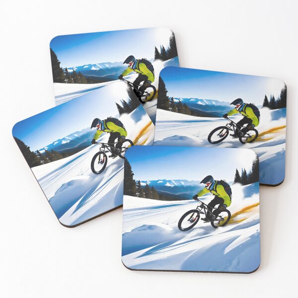 Item preview, MTB Shredder Conquers Snowy Christmas Trails designed and sold by GrizzlyCollective.