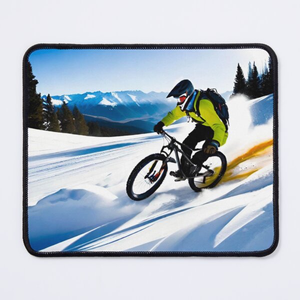 Item preview, MTB Shredder Conquers Snowy Christmas Trails designed and sold by GrizzlyCollective.