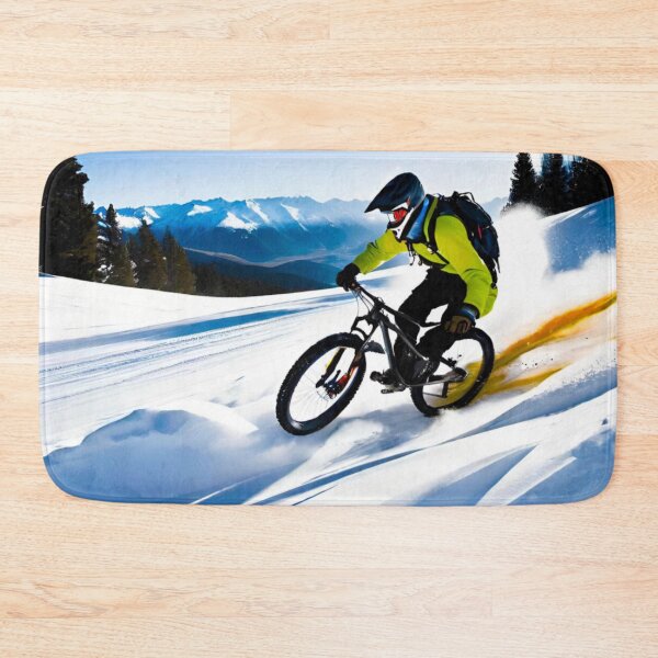 Item preview, MTB Shredder Conquers Snowy Christmas Trails designed and sold by GrizzlyCollective.