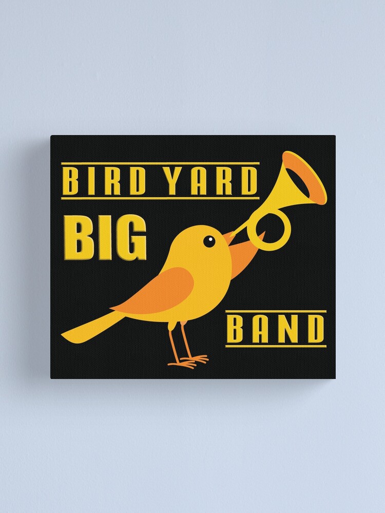 Thumbnail 1 of 3, Canvas Print, Bird Yard Big Band designed and sold by KimHebblewhite.