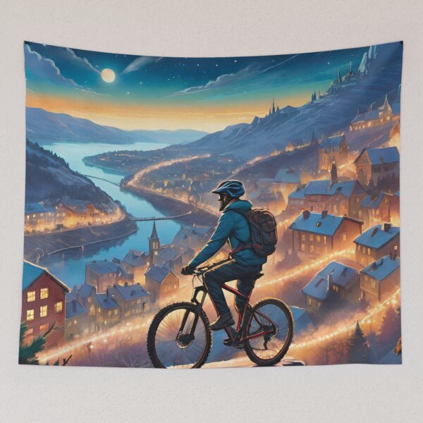 Item preview, Mountain Biker Shreds Snowy Trails at Christmas designed and sold by GrizzlyCollective.