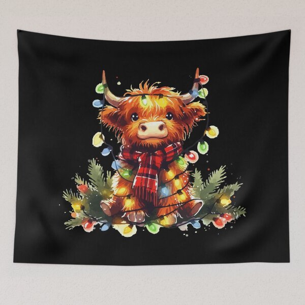 Item preview, Cute Christmas Highland Cow Heilan Coo Christmas Lights designed and sold by TomFrontierArt.