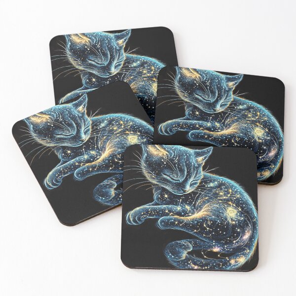 Item preview, Sleepy Cat with Celestial Fur - Starry Night Art designed and sold by Creet-Design.