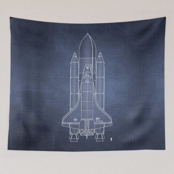 Item preview, Space Shuttle Blueprint in High Resolution (dark blue)  designed and sold by RyansWorkshop.