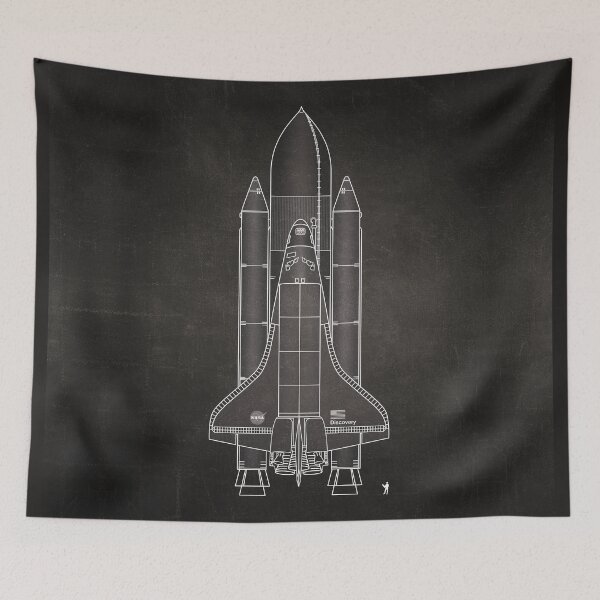 Item preview, Space Shuttle Blueprint in High Resolution (chalkboard black)  designed and sold by RyansWorkshop.