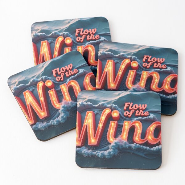 Item preview, Flow of the Wind Text Art Over Blue Ocean Waves designed and sold by Creative88Art.