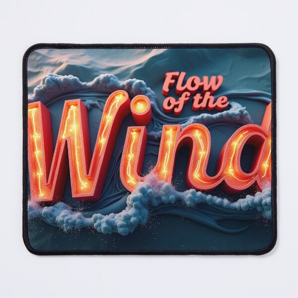Item preview, Flow of the Wind Text Art Over Blue Ocean Waves designed and sold by Creative88Art.