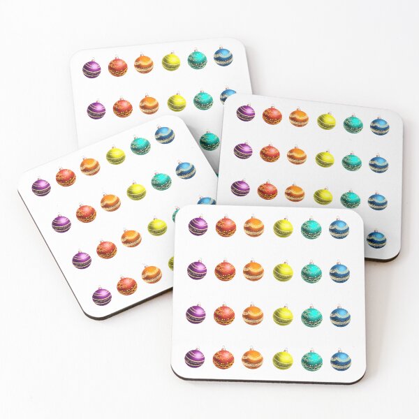 Item preview, Six festive Christmas balls in bright colors – yellow, orange, red, turquoise, blue and purple – perfect decoration for the Christmas season designed and sold by Nadja Leutloff.