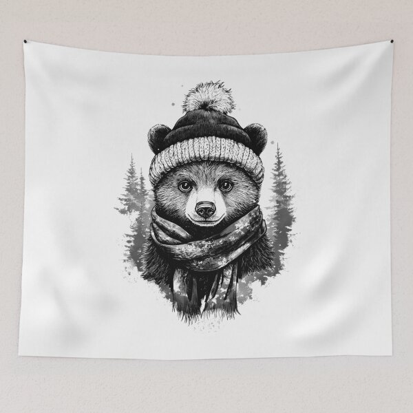 Item preview, Bear in a hat with a pom-pom  designed and sold by krabbaraban.