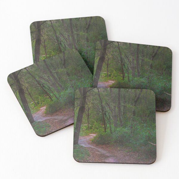 Item preview, A narrow dirt path winds through a dense forest, with trees arching overhead to form a natural canopy designed and sold by EyezWatchin.