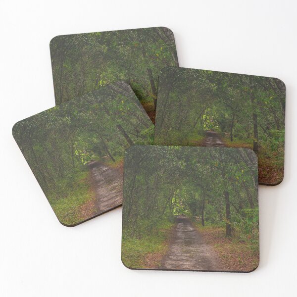 Item preview, A narrow dirt path winds through a dense forest, with trees arching overhead to form a natural canopy designed and sold by EyezWatchin.