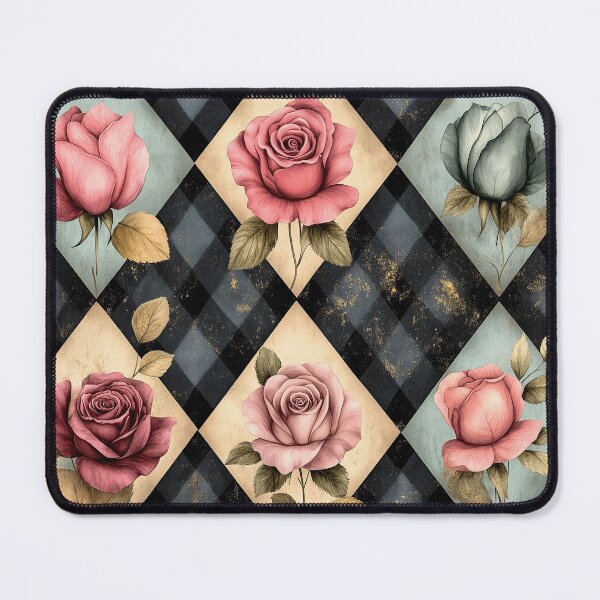 Item preview, Shabby Chic Checkered Flowers Pattern 2 designed and sold by Gypsykiss.