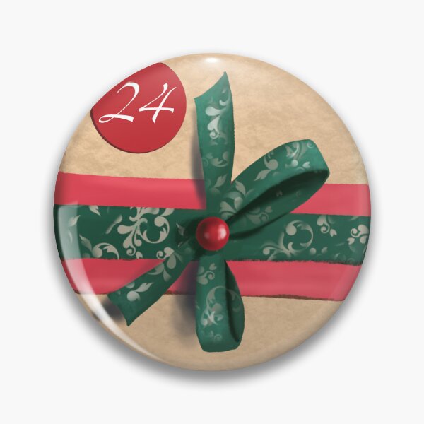 Item preview, Festive gift package with kraft paper, red and green bow, and a sticker with the number 24 - Perfect for Christmas, Advent calendars and festive decorations designed and sold by Nadja Leutloff.